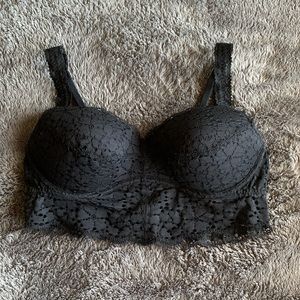 PINK Floral Eyelet Lace Push-up Bralette